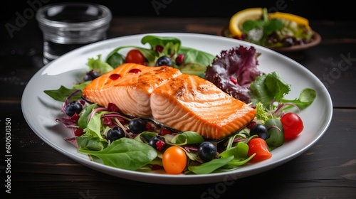 Salmon with fresh salad Generative AI
