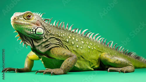 Green iguana, also known as the American iguana. Generative Ai © Putra