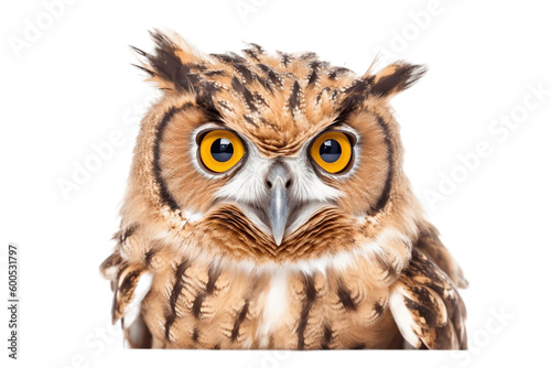 Owl isolated on transparent background. AI