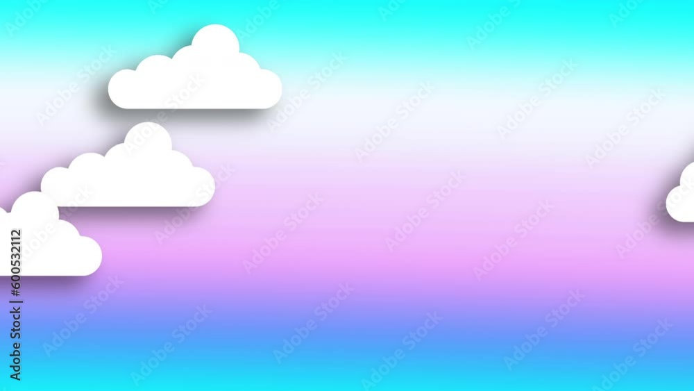 Cartoon clouds floating on the blue sky background. Seamless 4k looping animation. Cartoon clouds floating on the blue sky background. Seamless 4k looping animation.