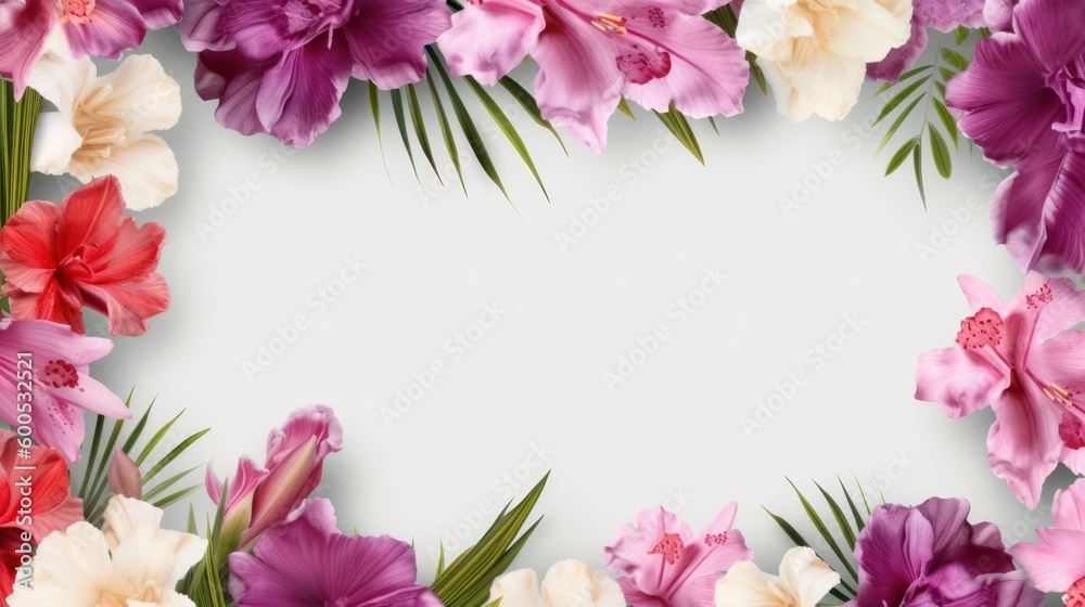 Gladiolus flowers border decor banner with free copy space Gladiolus flowers border decor banner with free copy space