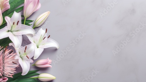 Lily flowers border decor banner with free copy space