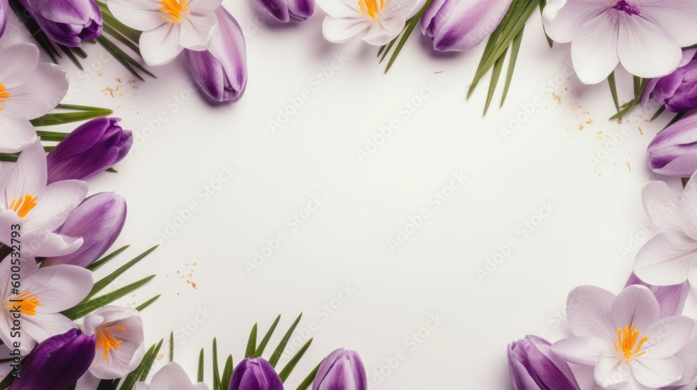 banner background with Crocus and decor on the edges
