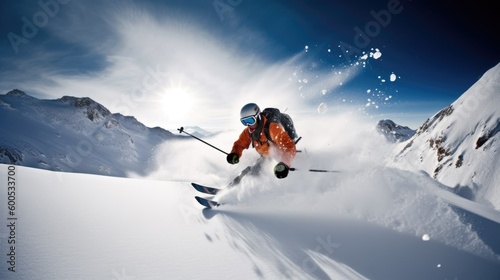 MAn skiing down a mountain © Omkar
