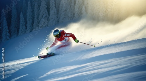 skiing down a mountain