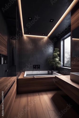 Modern bathroom with walk in shower and natural light