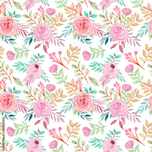 Wallpaper Mural Watercolor seamless pattern of blue red roses Torontodigital.ca