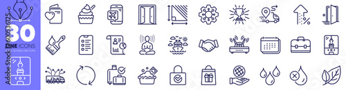 Crane claw machine, Refresh and Checklist line icons pack. Launder money, Yoga, Handshake web icon. Ice cream, Wifi, Waterproof pictogram. Delivery, Love document, Baggage reclaim. Vector