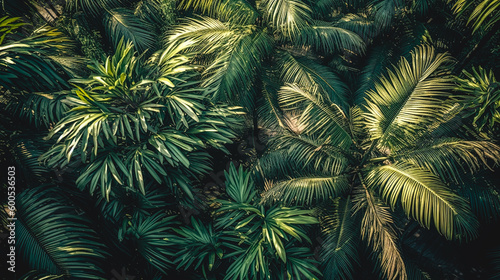 Palm trees  green natural background  generative AI.