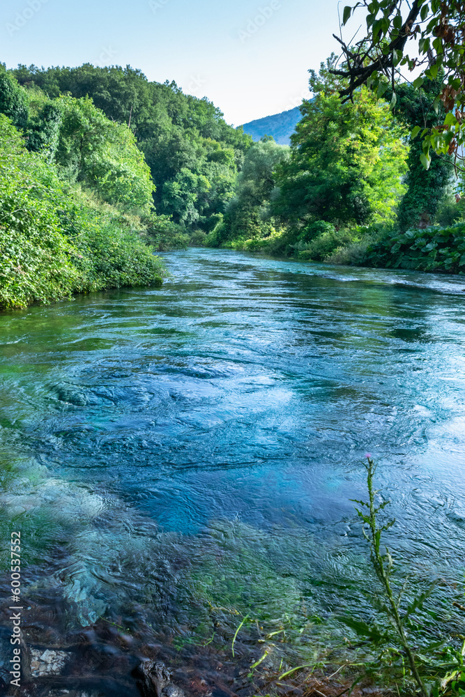 Unique karst source of water gushing from the ground called the Blue Eye or Syri i Kalter. Albania. Unique karst source of water gushing from the ground called the Blue Eye or Syri i Kalter. Albania.
