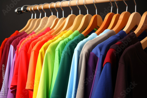 colorful shirts on hangers, Generative AI