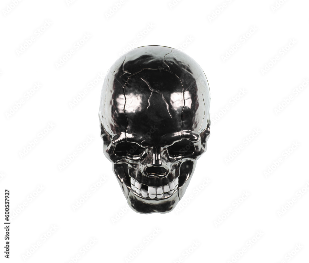 shiny metallic skull isolated on white background shiny metallic skull isolated on white background
