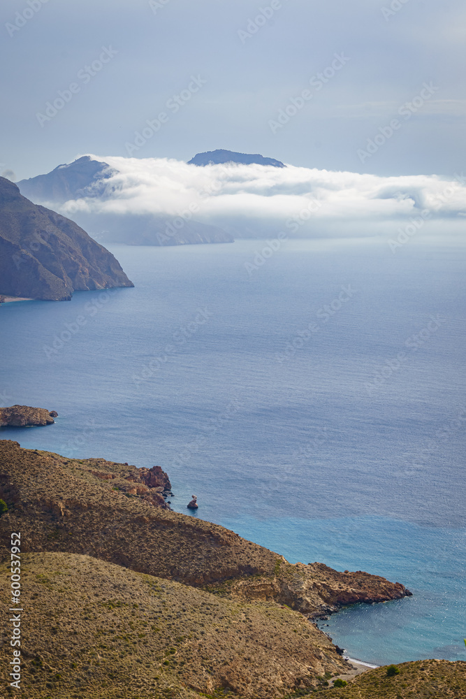 Views of the Mediterranean Sea, Cala Salitrona, Cartagena coast. Murcia. Spain