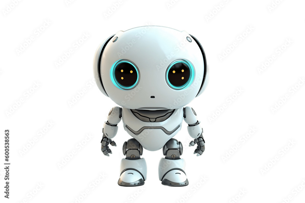 Cute Robot on Transparent Background. AI