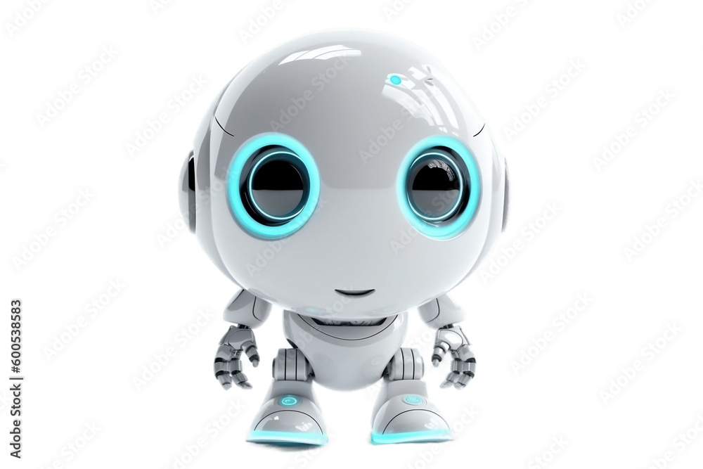 Cute Robot on Transparent Background. AI