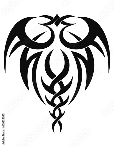 Isolated abstract elements featuring vector silhouette illustrations of tribal tattoo