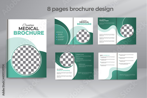 Medical Healthcare 8pages Brochure Template and Hospital Concept Layout photo