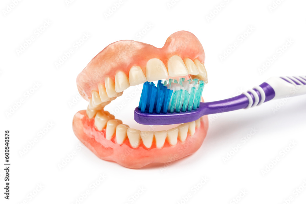 Dentures with toothbrush Dentures with toothbrush