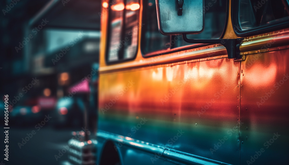 Blurred motion of yellow double decker bus generated by AI Blurred motion of yellow double decker bus generated by AI