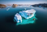 Icebergs on water