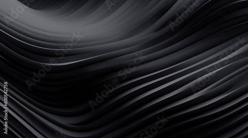 abstract black background with gradient lighting. modern wavy texture of carbon and graphite. light and shadow. 3d.
