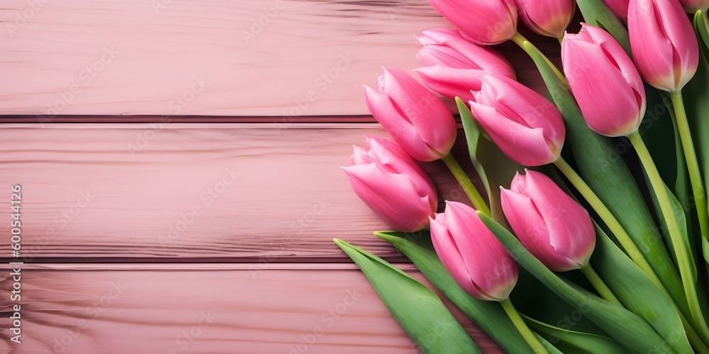 pink tulips on wooden background pink tulips on wooden background