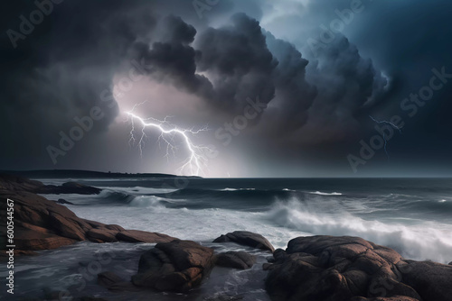 Nature's Fury: Thunderstorm Unleashed on Dramatic Seascape© Ben