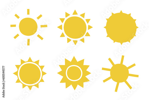 set with suns of different shapes. vector illustration in flat style.