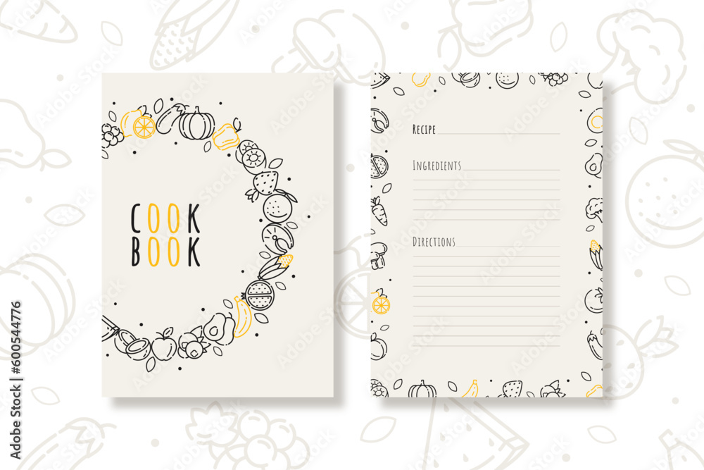 Recipe book and list template, vector illustrator