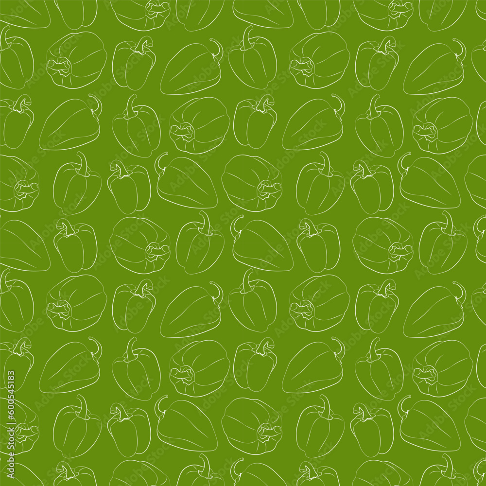 A set of seamless patterns of sweet peppers. Line drawing. linear, outline only 1000x1000, vector graphics. A set of seamless patterns of sweet peppers. Line drawing. linear, outline only 1000x1000, vector graphics.