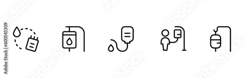 Blood transfusion icon vector set design with Editable Stroke. Line, Solid, Flat Line, thin style and Suitable for Web Page, Mobile App, UI, UX design.
