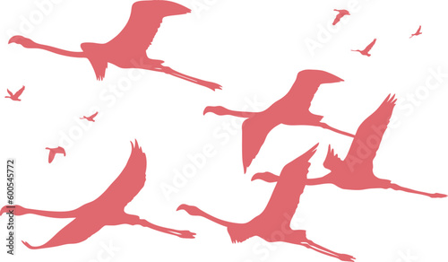 Vector illustration of a flock of pink flamingos © svistoplas