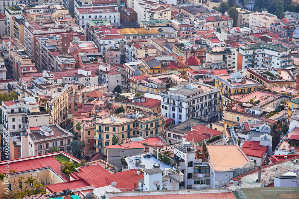 Aerial view of the historic center of Naples