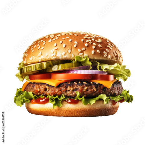veggie burger isolated on a transparent background, generative ai