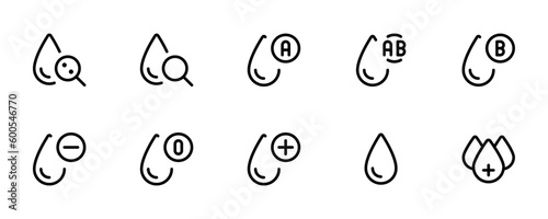 Blood group icon vector set design with Editable Stroke. Line, Solid, Flat Line, thin style and Suitable for Web Page, Mobile App, UI, UX design.
