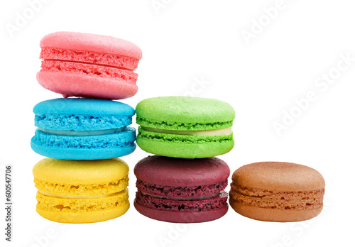 macaroons isolated on white background, full depth of field