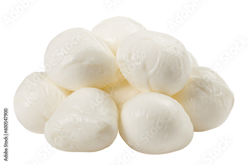 Mozzarella cheese isolated on white background, full depth of field