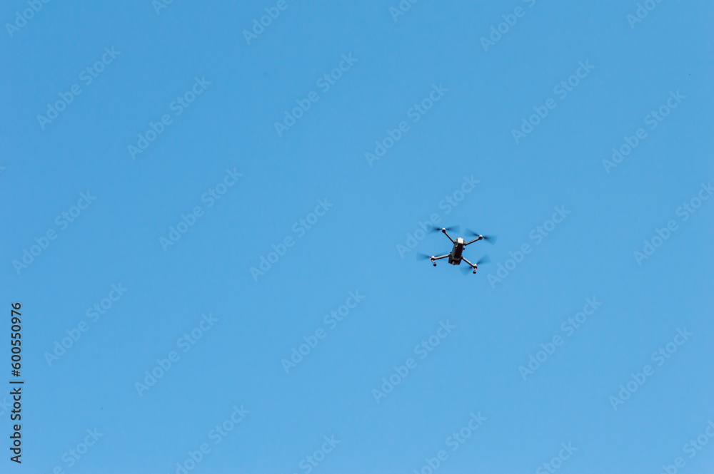 A flying drone that captures a beautiful panorama A flying drone that captures a beautiful panorama