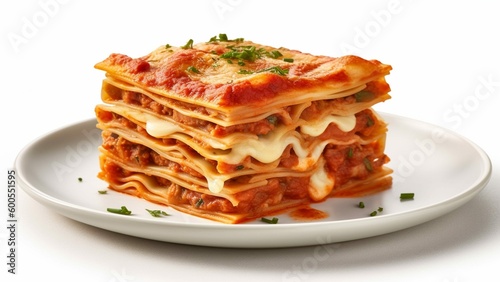 lasagna with tomato sauce and basil