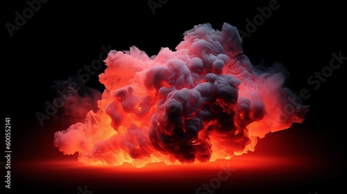 Glowing Abstract 3d Colorful Red Clouds Background. High Detail. 3D Amorphous Multi Color Cloud. 