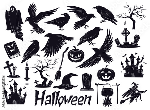 Halloween set with crows
