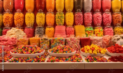 Wallpaper Mural  a variety of candy is displayed in a store display case.  generative ai Torontodigital.ca