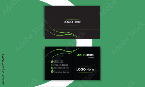 Black background business card vector design template double-sided clean and fresh visiting card