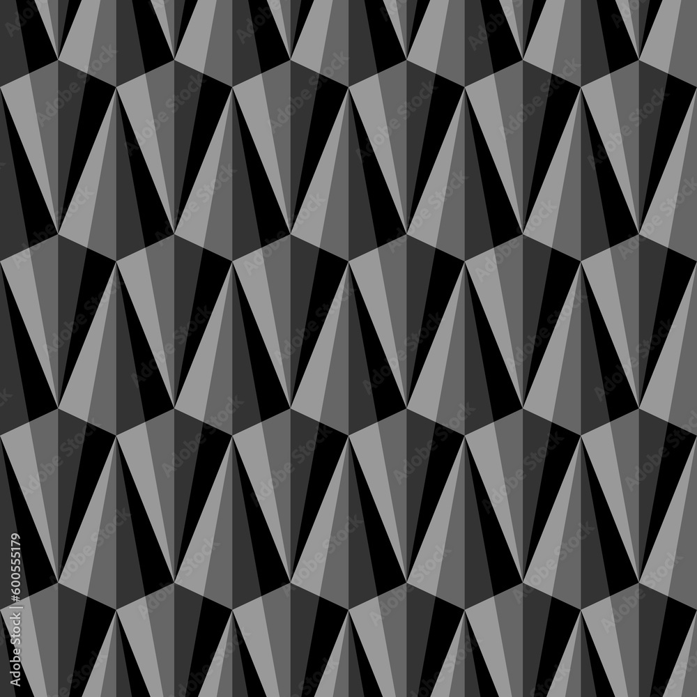 Obraz premium Seamless pattern. Triangle shapes. Interlocking triangles tessellation background. Image with repeated triangular figures. Modern japanese motif. Tiles wallpaper. Digital paper for print. Vector.