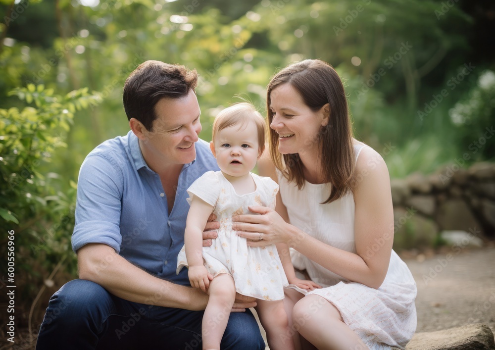 Portrait Photography of a Family with a Small Child. Concept of Family, Love and Togetherness. Portrait Photography of a Family with a Small Child. Concept of Family, Love and Togetherness.