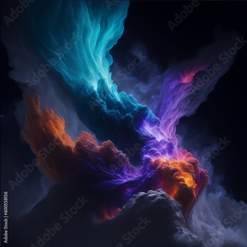 Background with clouds of color and discharges of light and energy