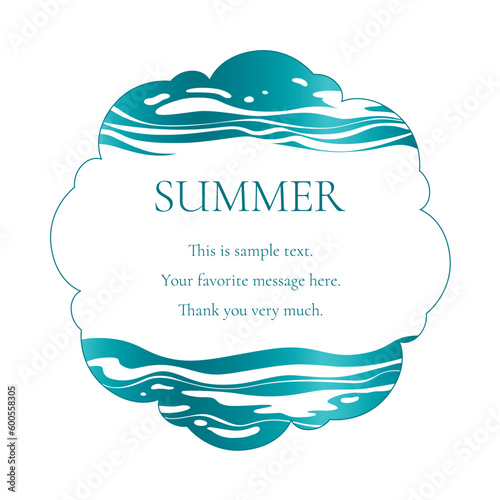 素材_フレーム_太陽と海と空をモチーフにした夏の飾り枠。高級感のある囲みのデザイン