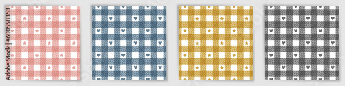 Gingham check seamless pattern collection. Elegant flannel tartan checkered textile print