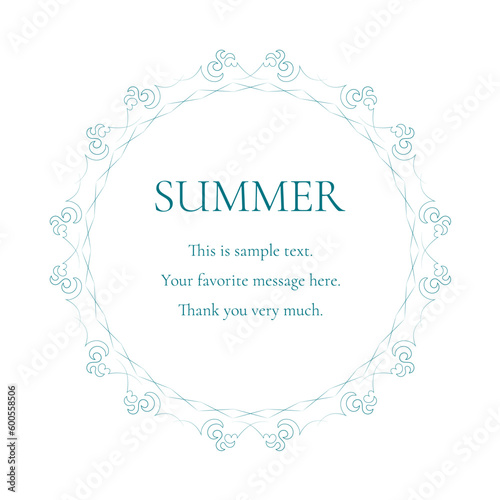 素材_フレーム_太陽と海と空をモチーフにした夏の飾り枠。高級感のある囲みのデザイン