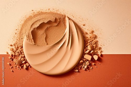 Different textures of smeared cosmetic cream in beige colors